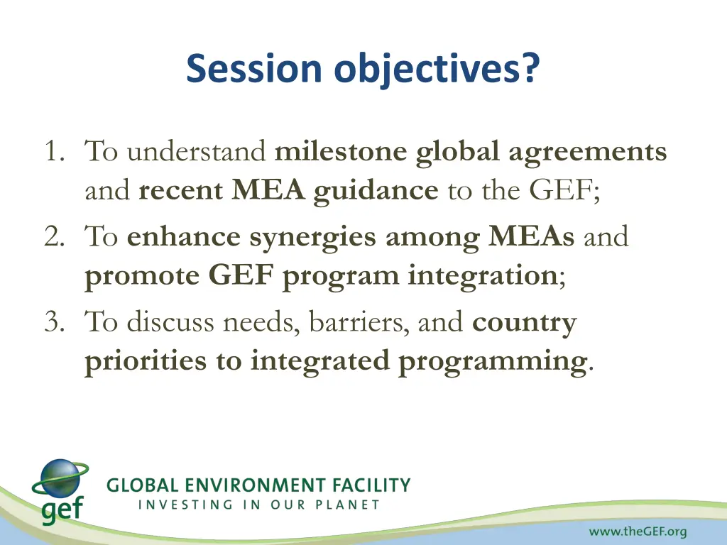 session objectives