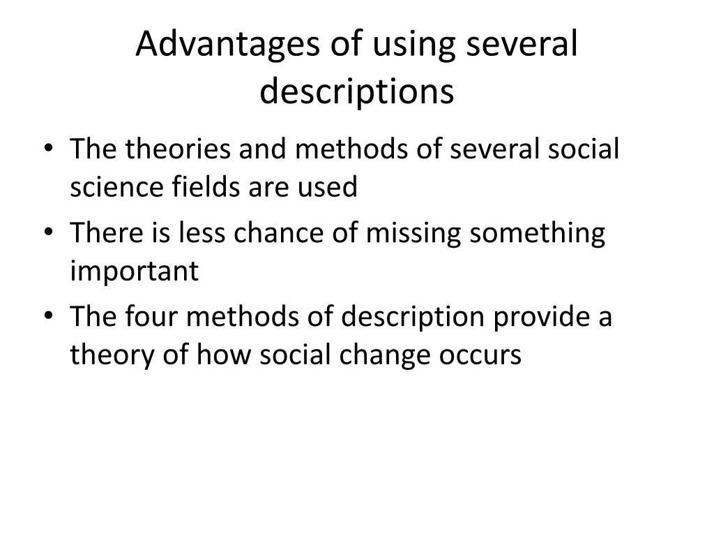 advantages of using several descriptions