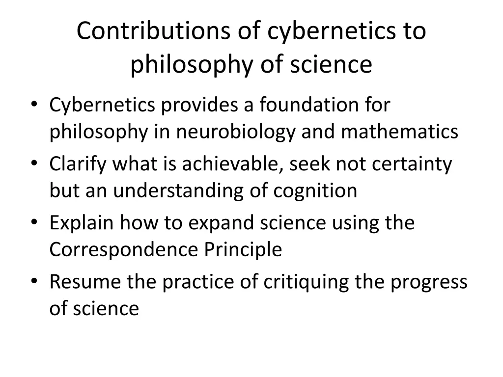 contributions of cybernetics to philosophy