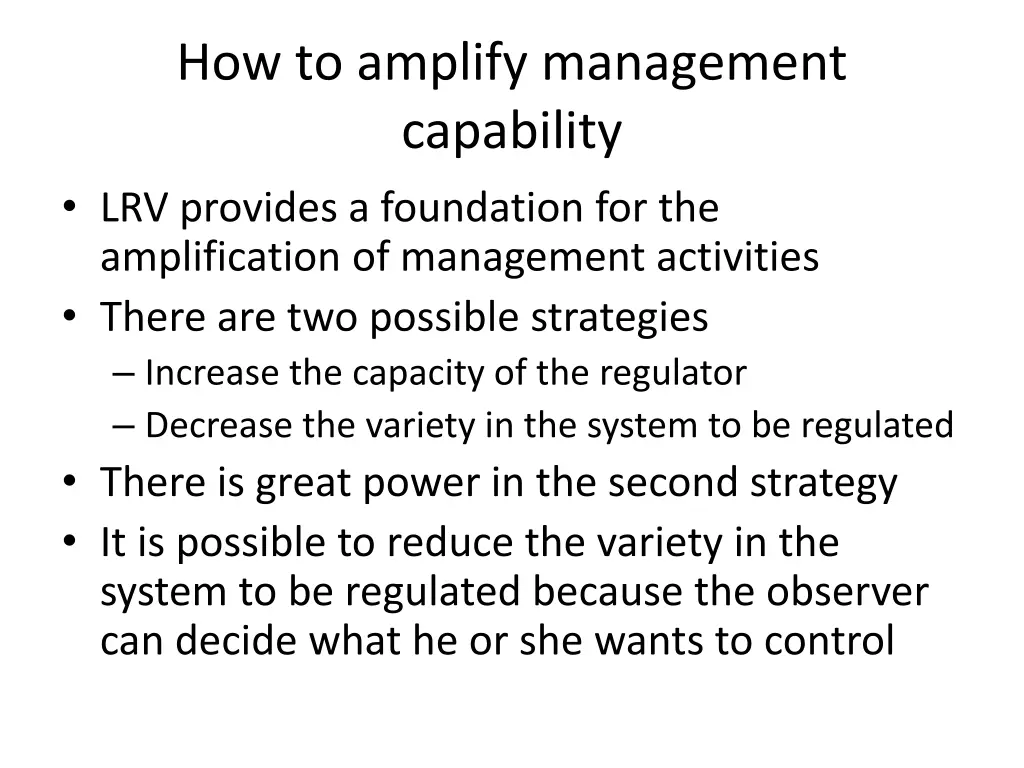 how to amplify management capability lrv provides