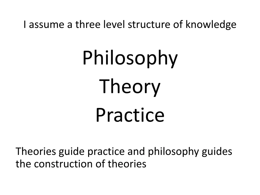 i assume a three level structure of knowledge