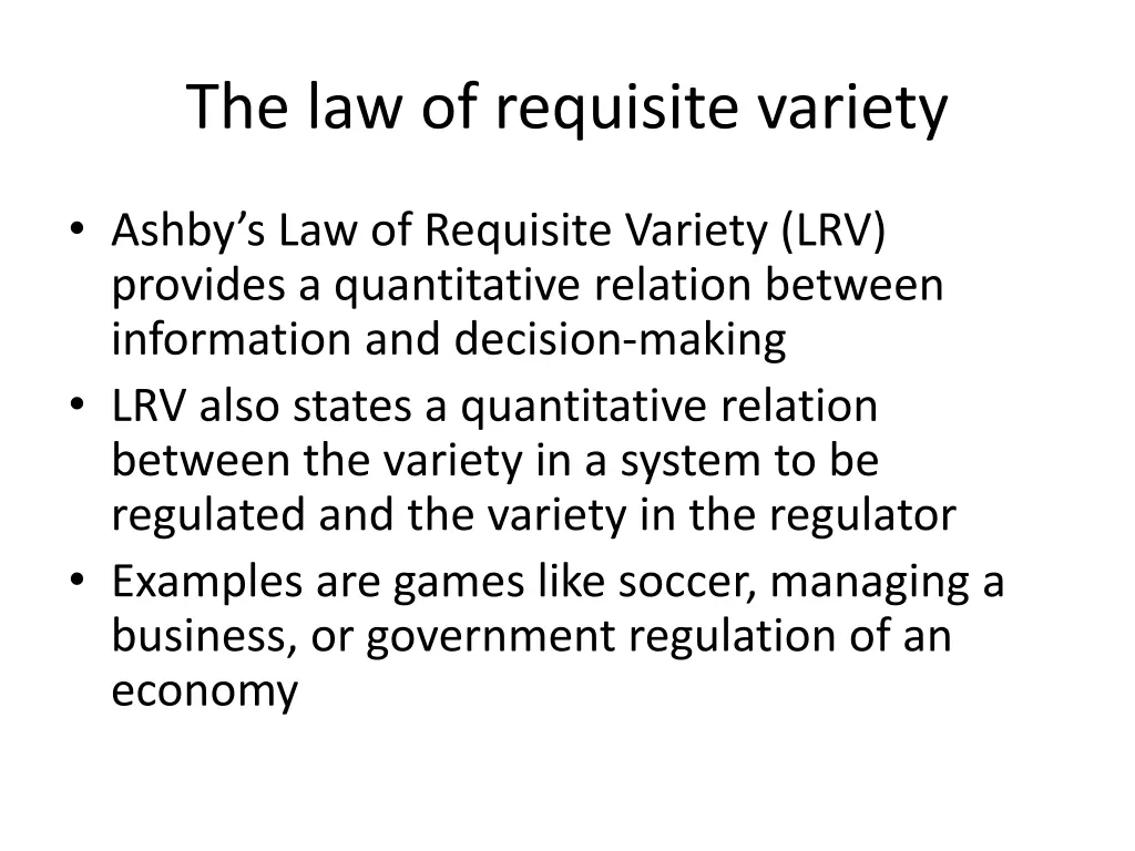 the law of requisite variety