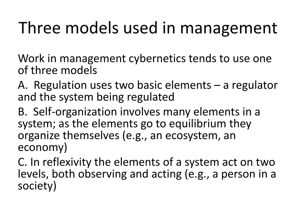 three models used in management