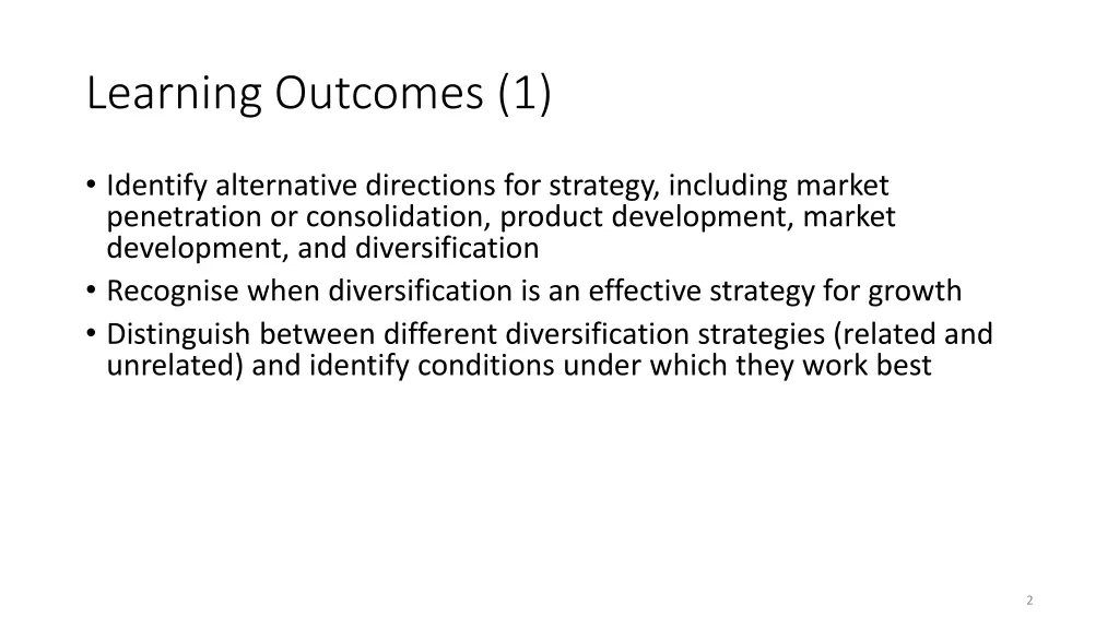 learning outcomes 1