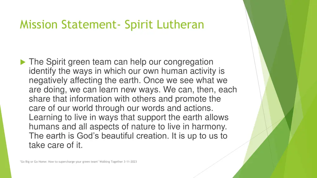 mission statement spirit lutheran