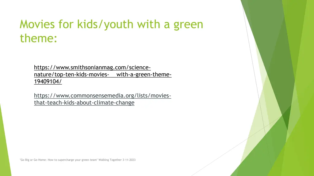 movies for kids youth with a green theme