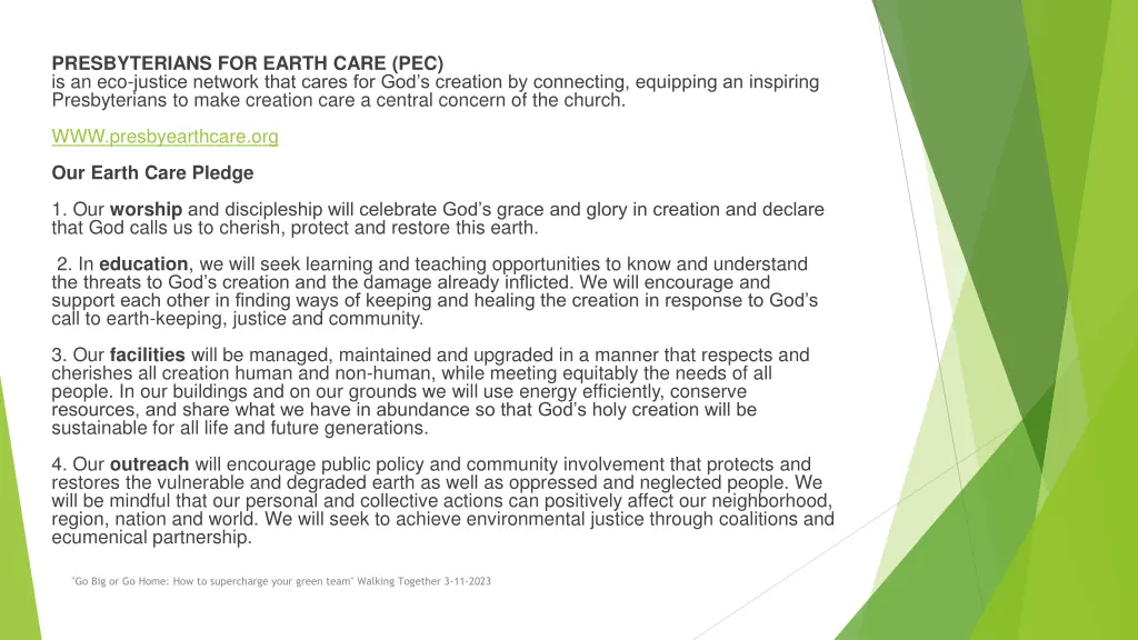 presbyterians for earth care