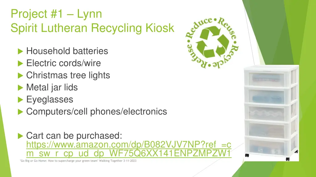 project 1 lynn spirit lutheran recycling kiosk