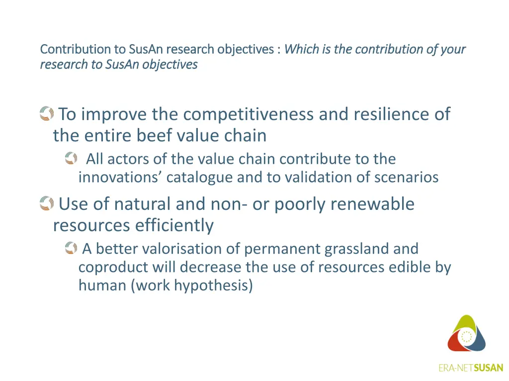 contribution to susan research objectives