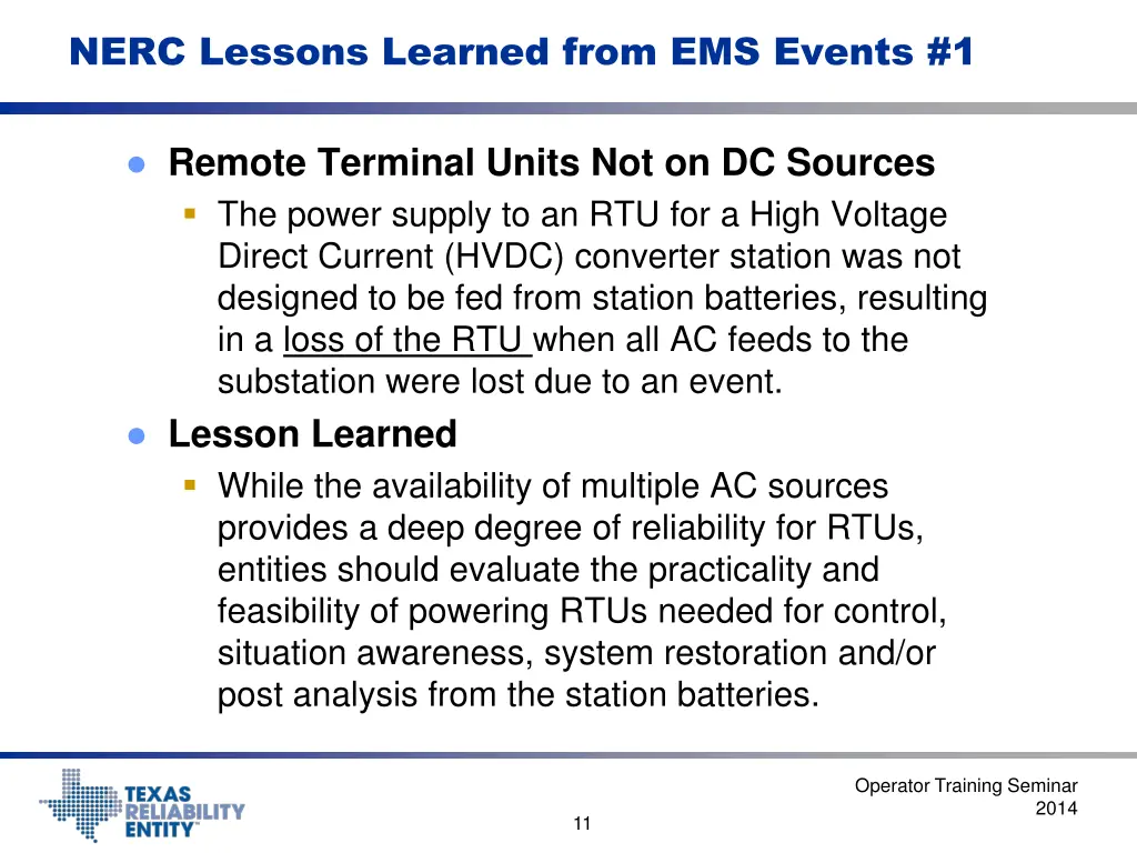 nerc lessons learned from ems events 1