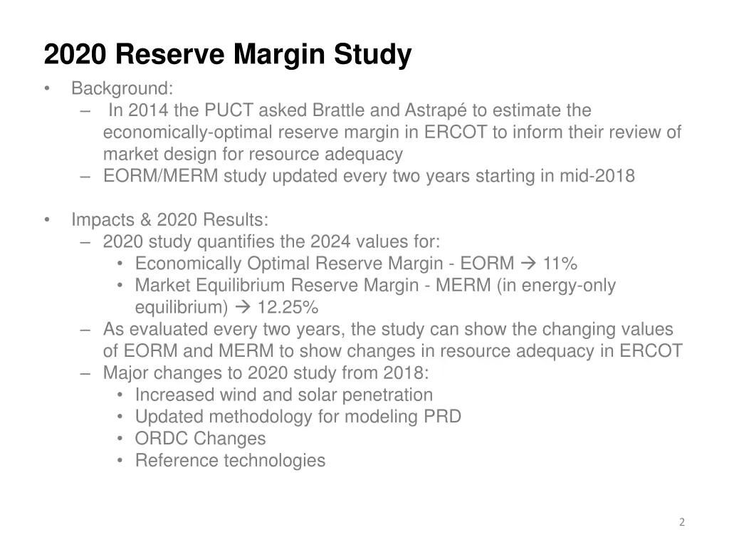 2020 reserve margin study background in 2014