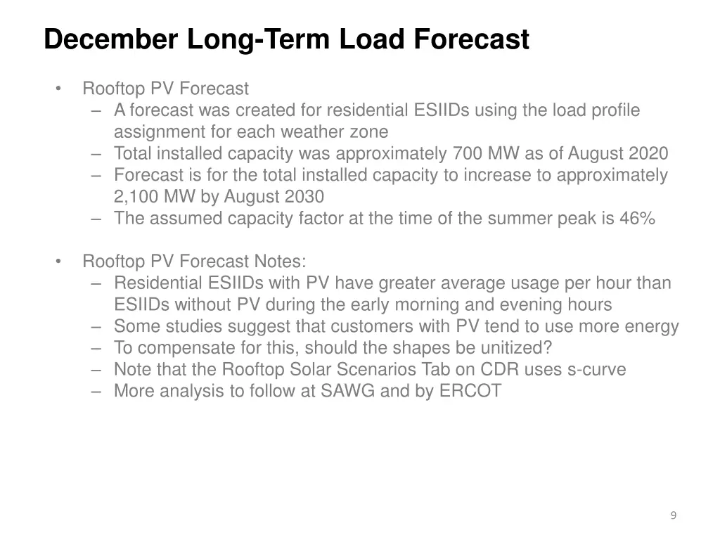 december long term load forecast 2