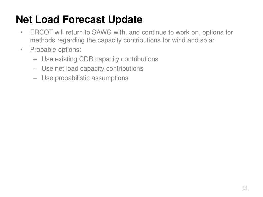 net load forecast update ercot will return