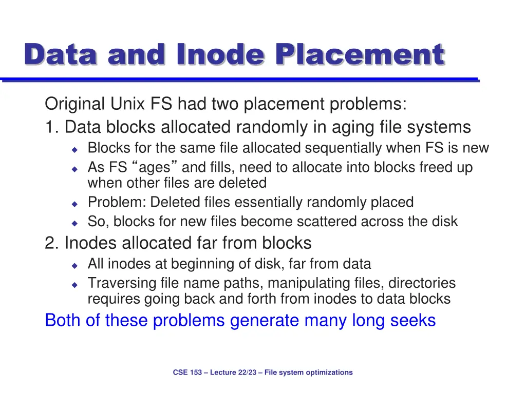 data and inode placement