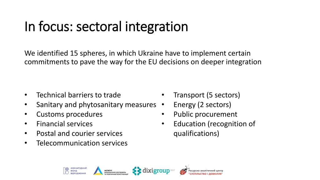 in focus sectoral integration in focus sectoral