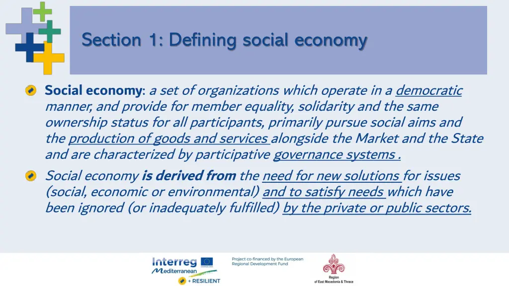 section 1 defining social economy