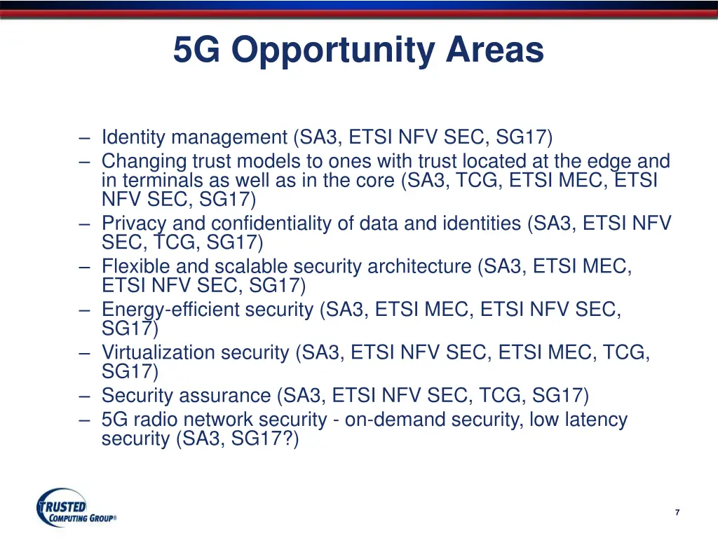5g opportunity areas
