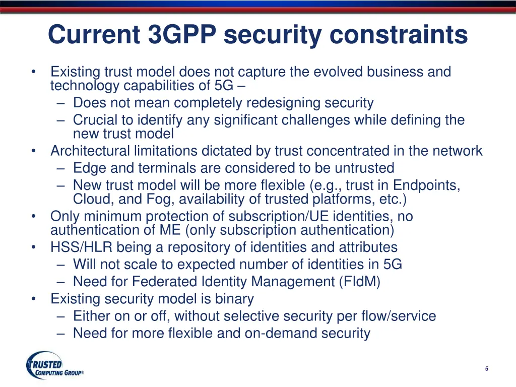 current 3gpp security constraints