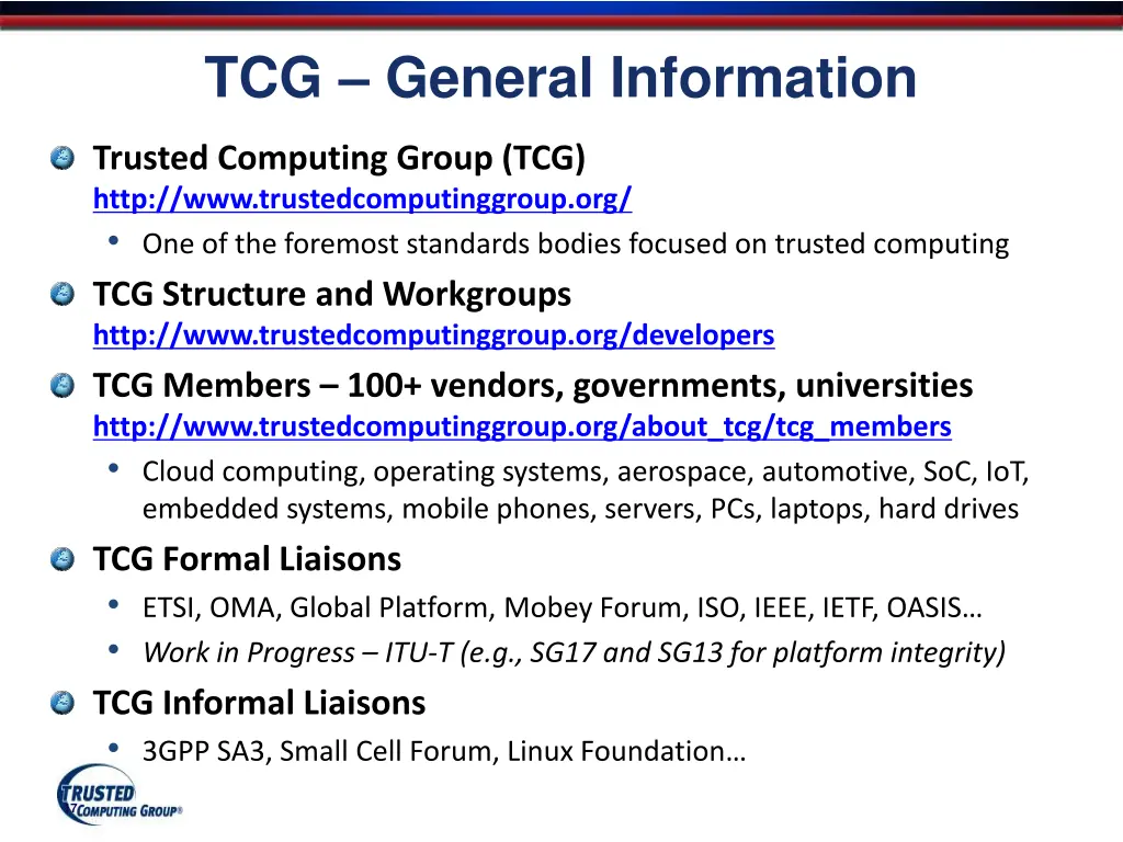 tcg general information