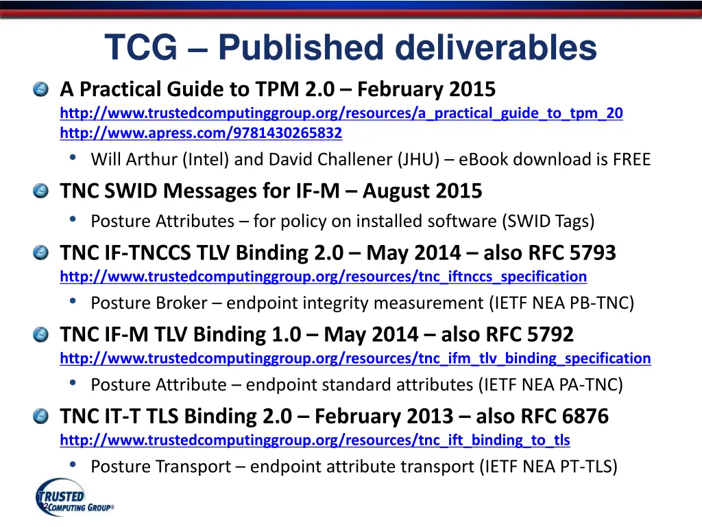 tcg published deliverables a practical guide
