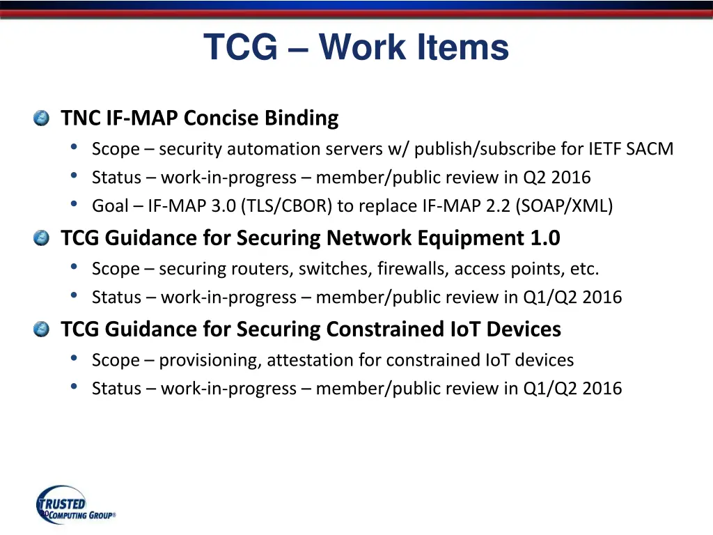 tcg work items 1