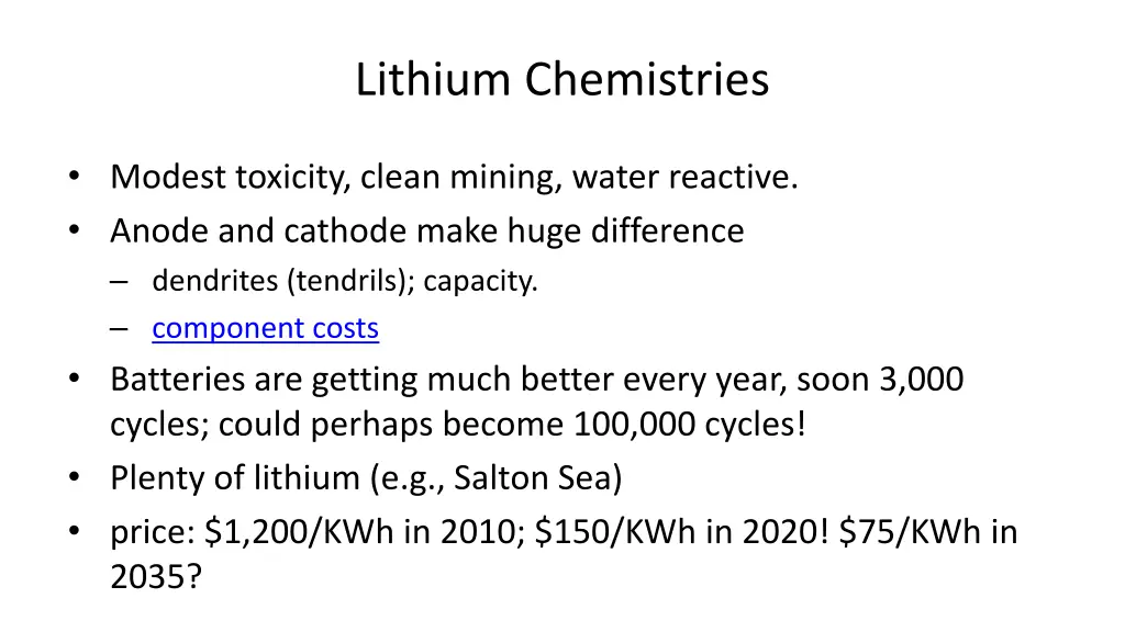 lithium chemistries