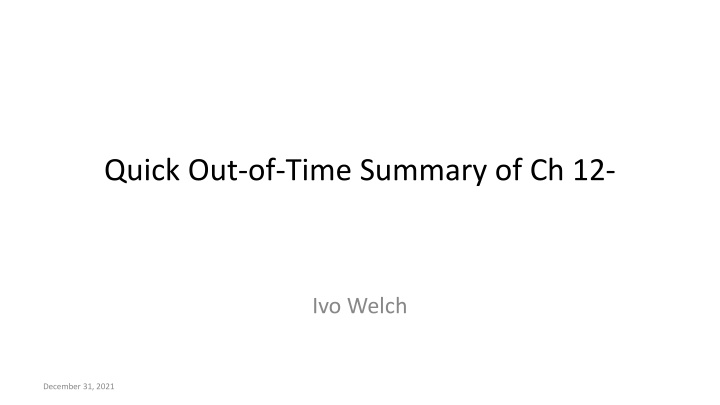quick out of time summary of ch 12