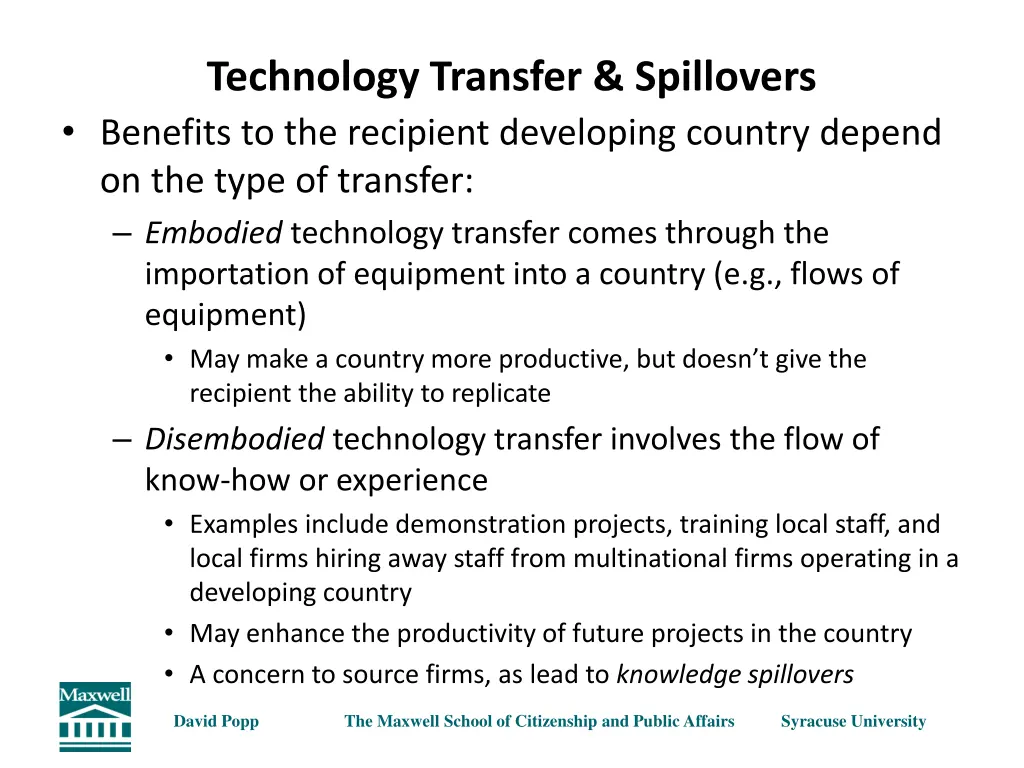 technology transfer spillovers benefits
