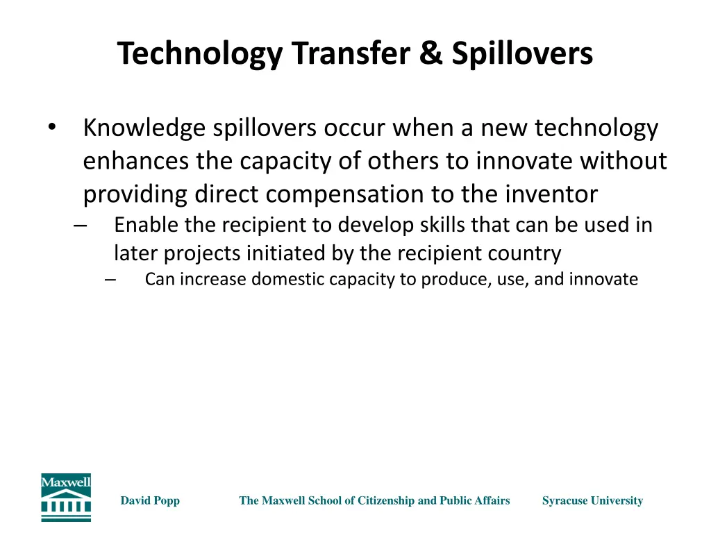 technology transfer spillovers