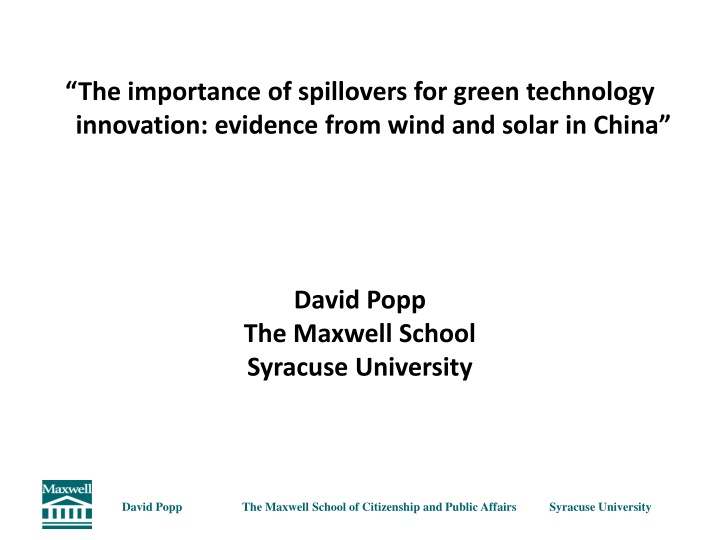the importance of spillovers for green technology