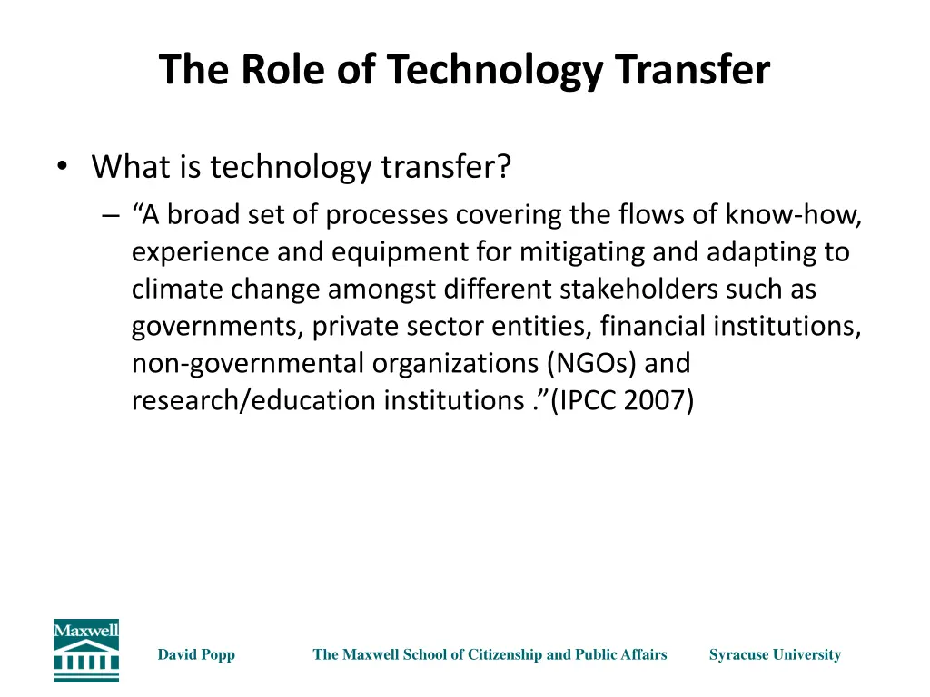 the role of technology transfer