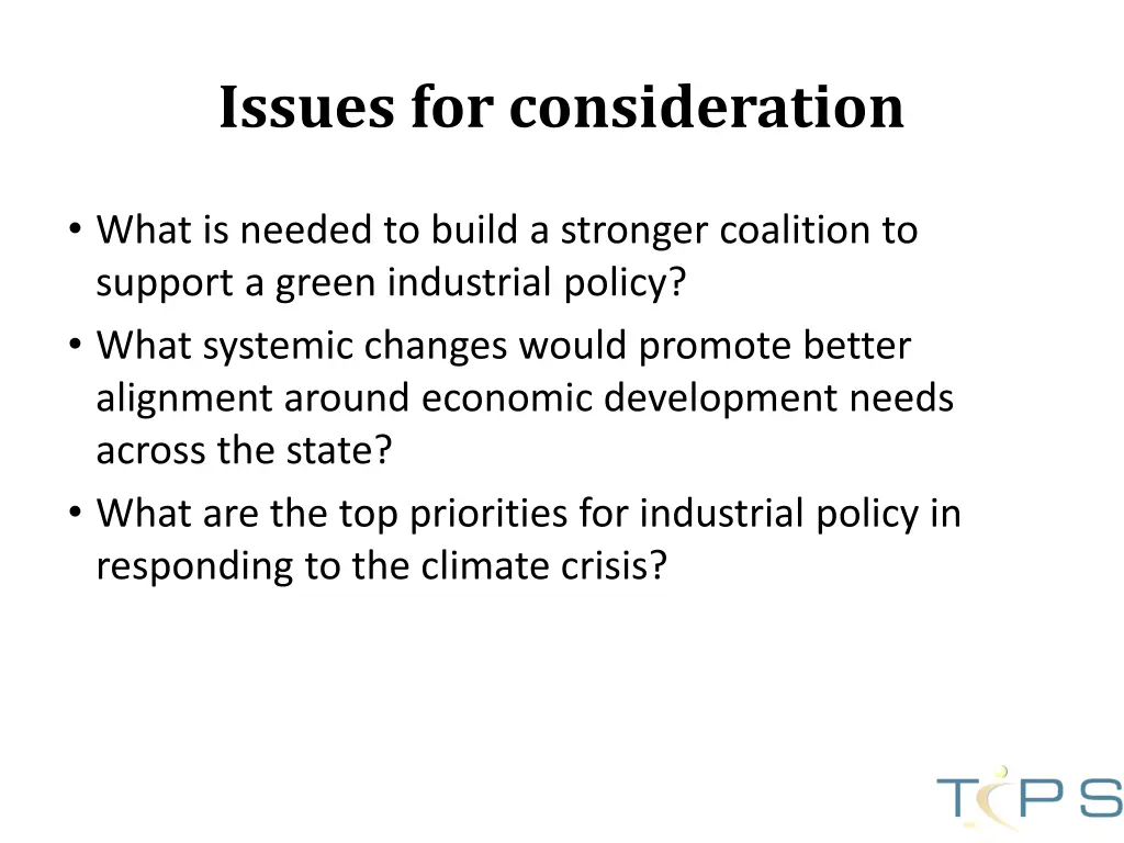 issues for consideration