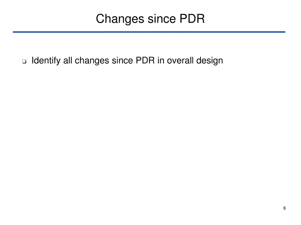 changes since pdr