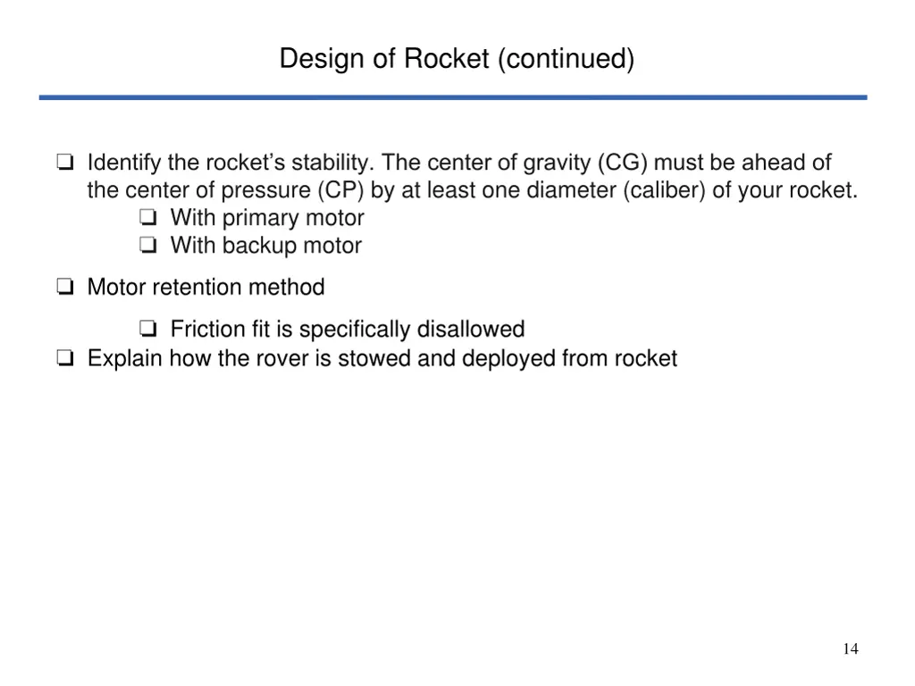design of rocket continued