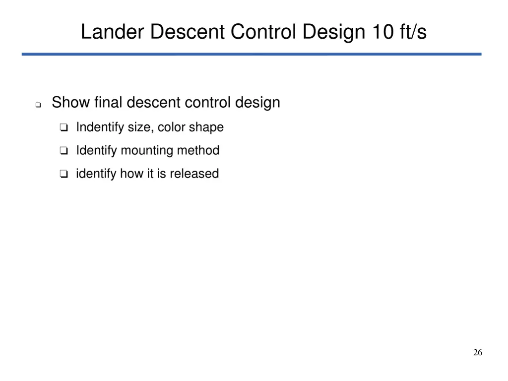 lander descent control design 10 ft s