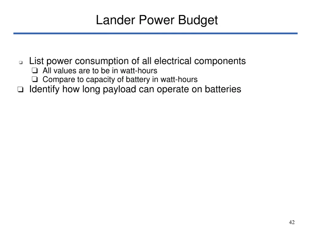 lander power budget