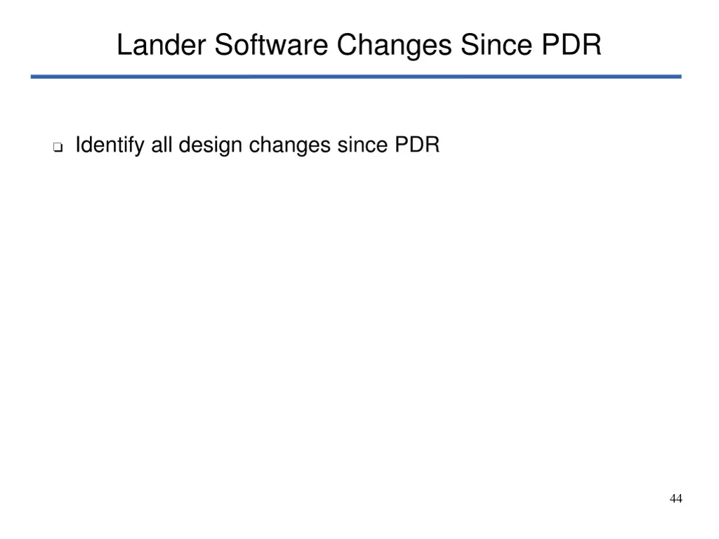 lander software changes since pdr