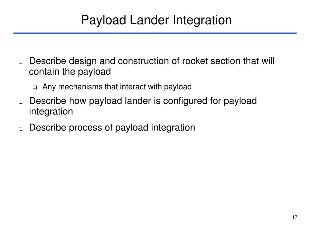 payload lander integration