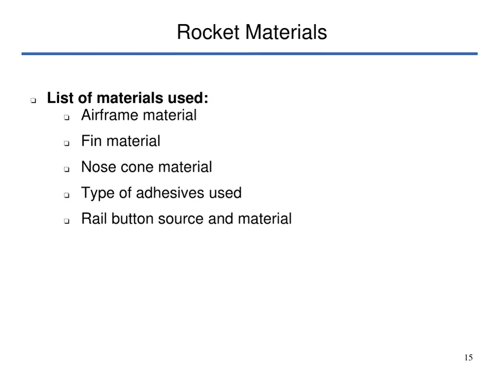 rocket materials