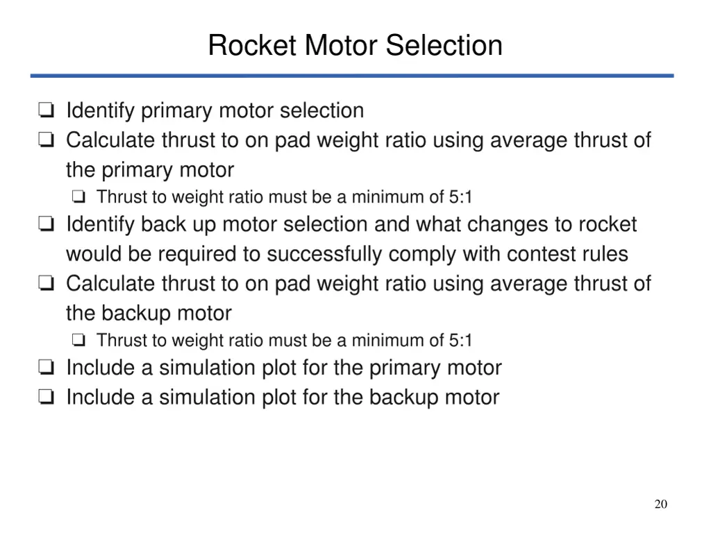 rocket motor selection