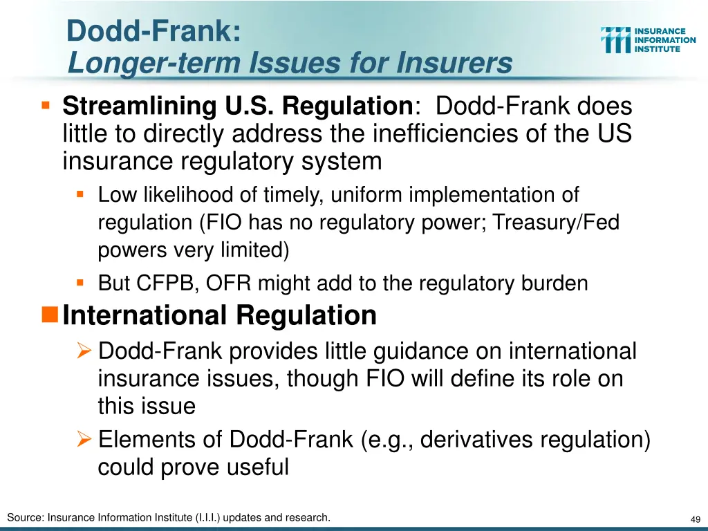 dodd frank longer term issues for insurers
