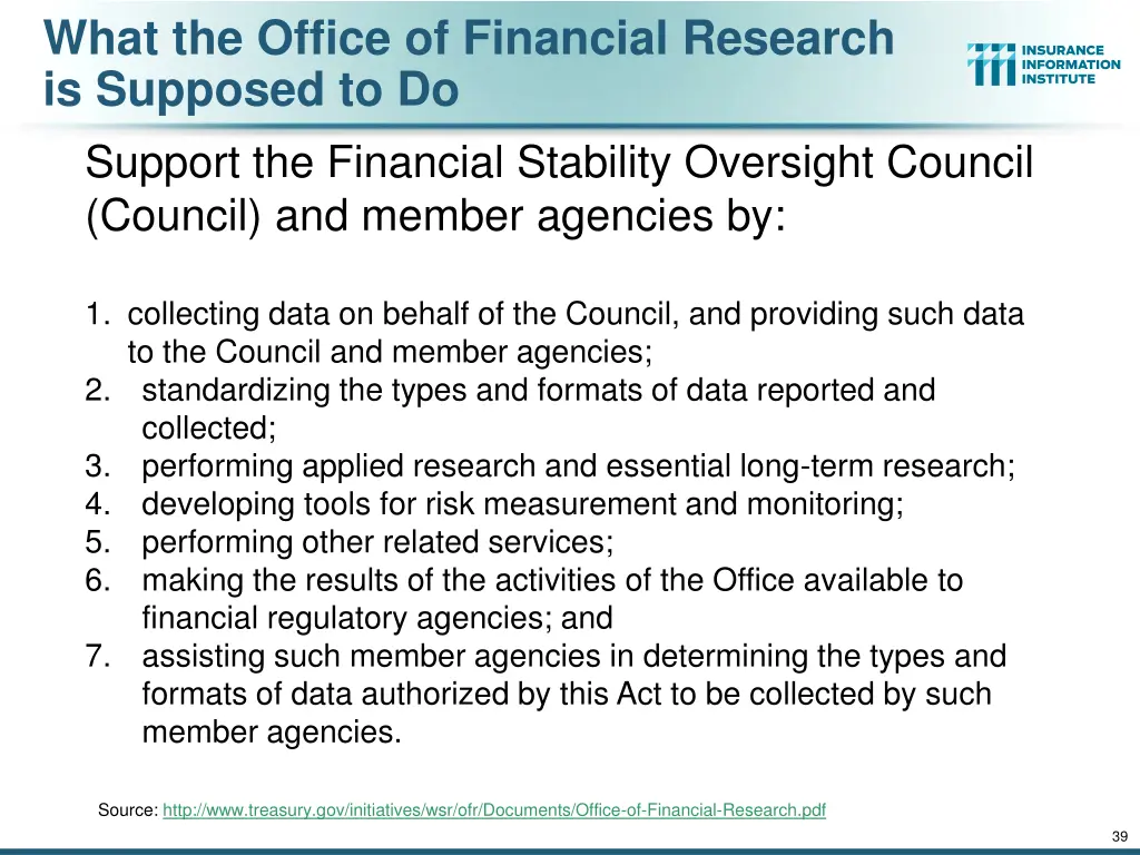 what the office of financial research is supposed