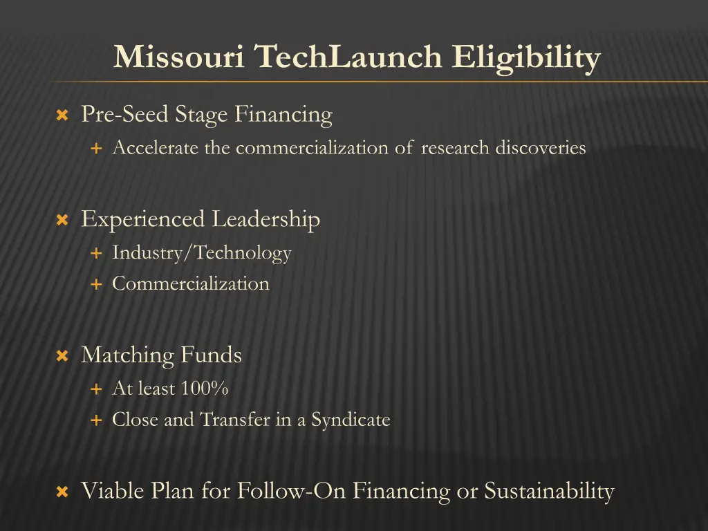 missouri techlaunch eligibility