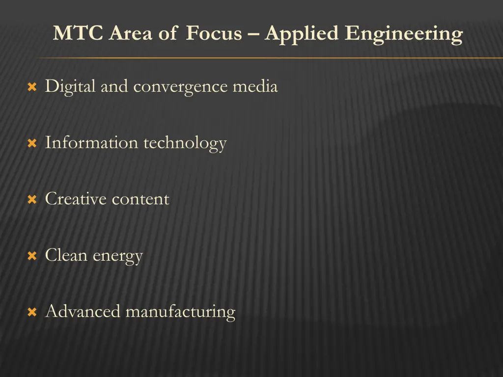 mtc area of focus applied engineering