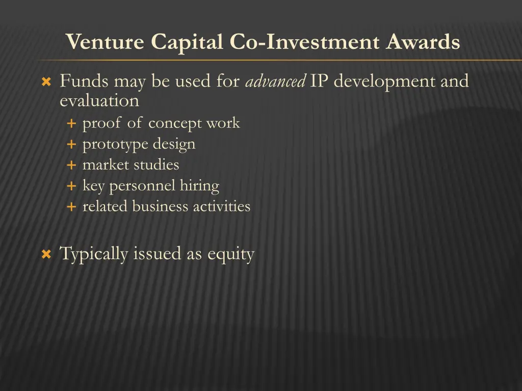 venture capital co investment awards