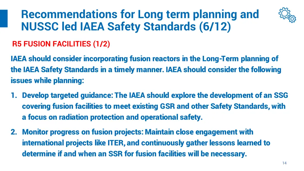 recommendations for long term planning and nussc 5