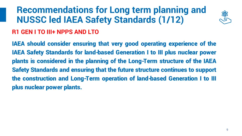 recommendations for long term planning and nussc