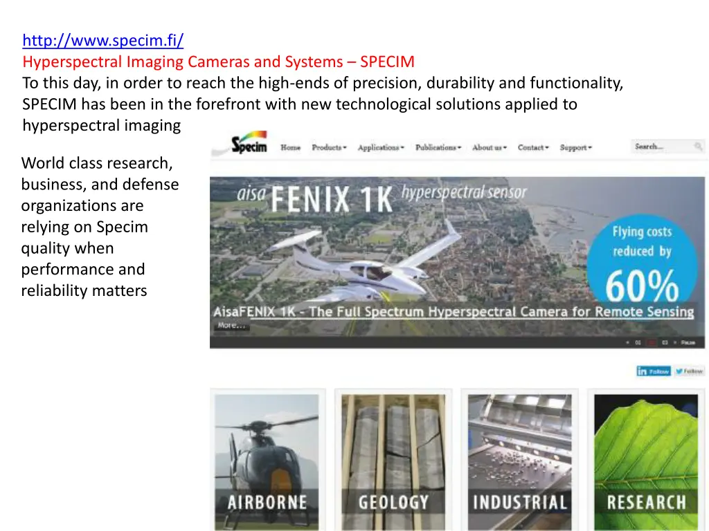 http www specim fi hyperspectral imaging cameras