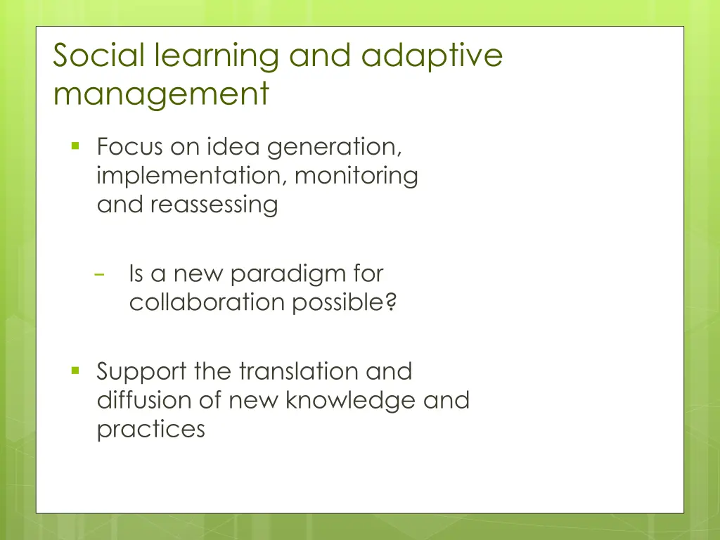 social learning and adaptive management