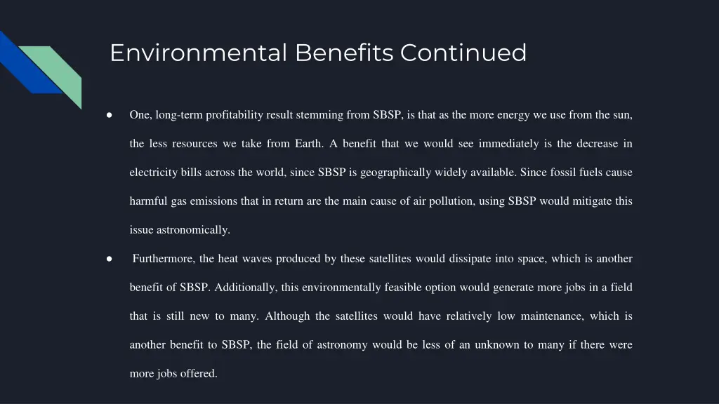 environmental benefits continued